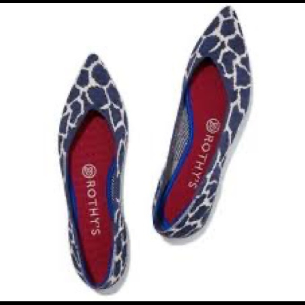 Rothys Indigo Giraffe Points Sz 8.5 NWOB
